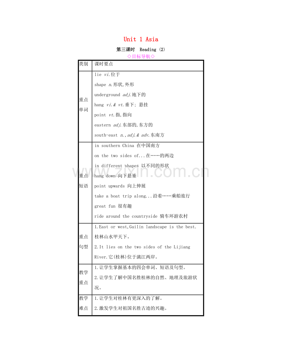 春九年级英语下册 Unit 1 Asia（第3课时）Reading 2教案 （新版）牛津版-（新版）牛津版初中九年级下册英语教案.docx_第1页