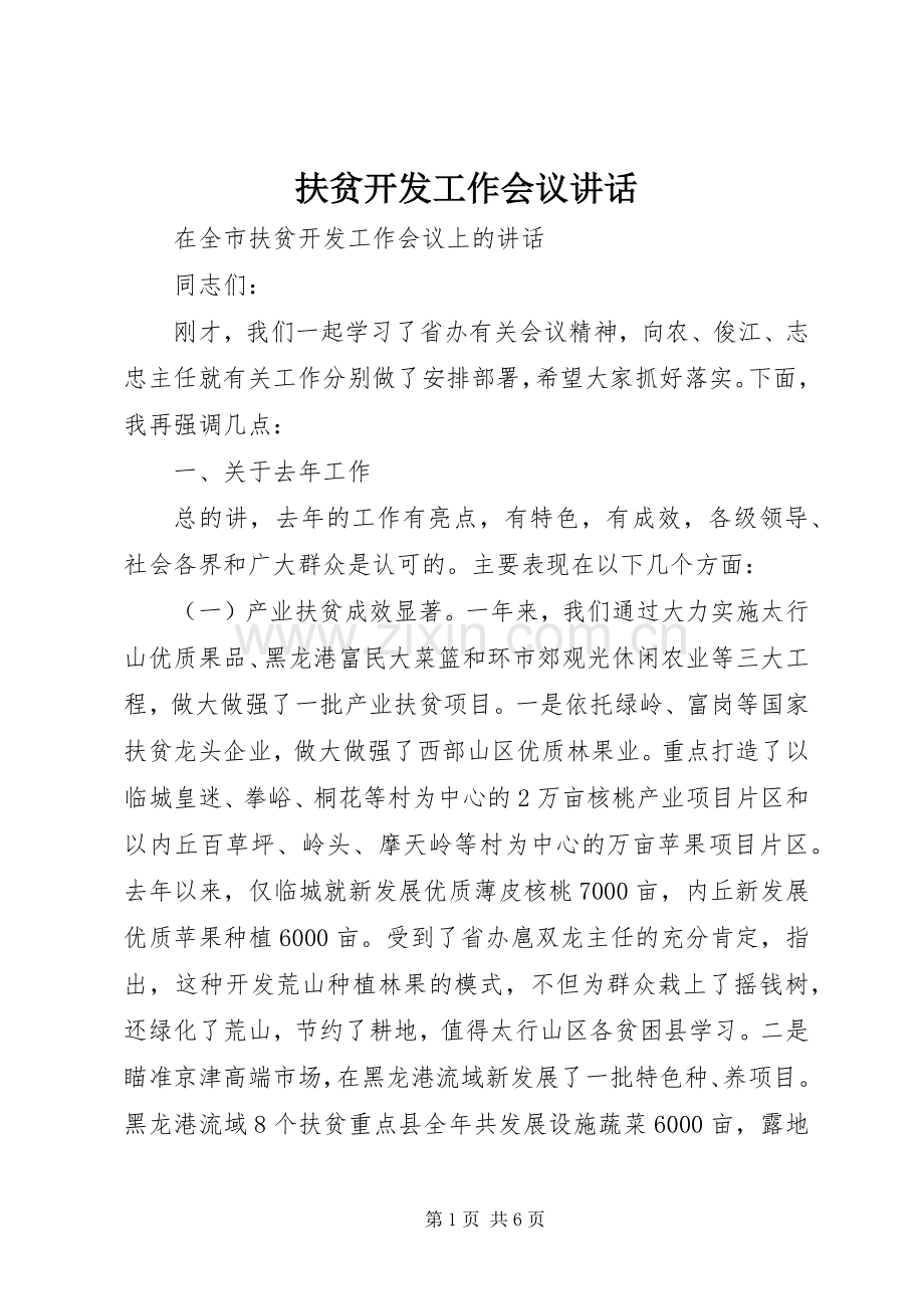 扶贫开发工作会议讲话发言.docx_第1页