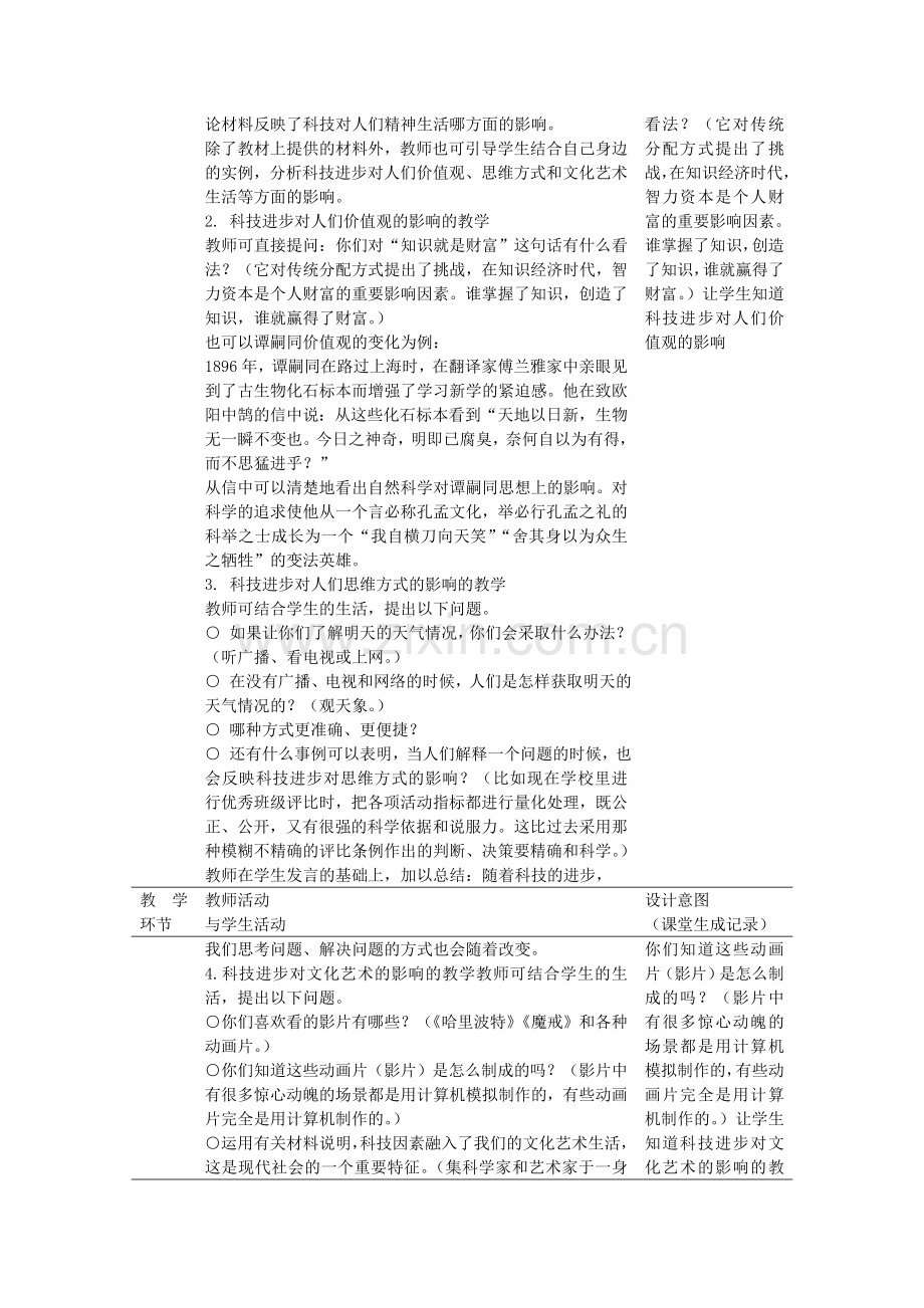 九年级历史与社会全册 第四单元 第三课 与时俱进的时代精神教案 人教版-旧人教版初中九年级全册历史与社会教案.doc_第2页