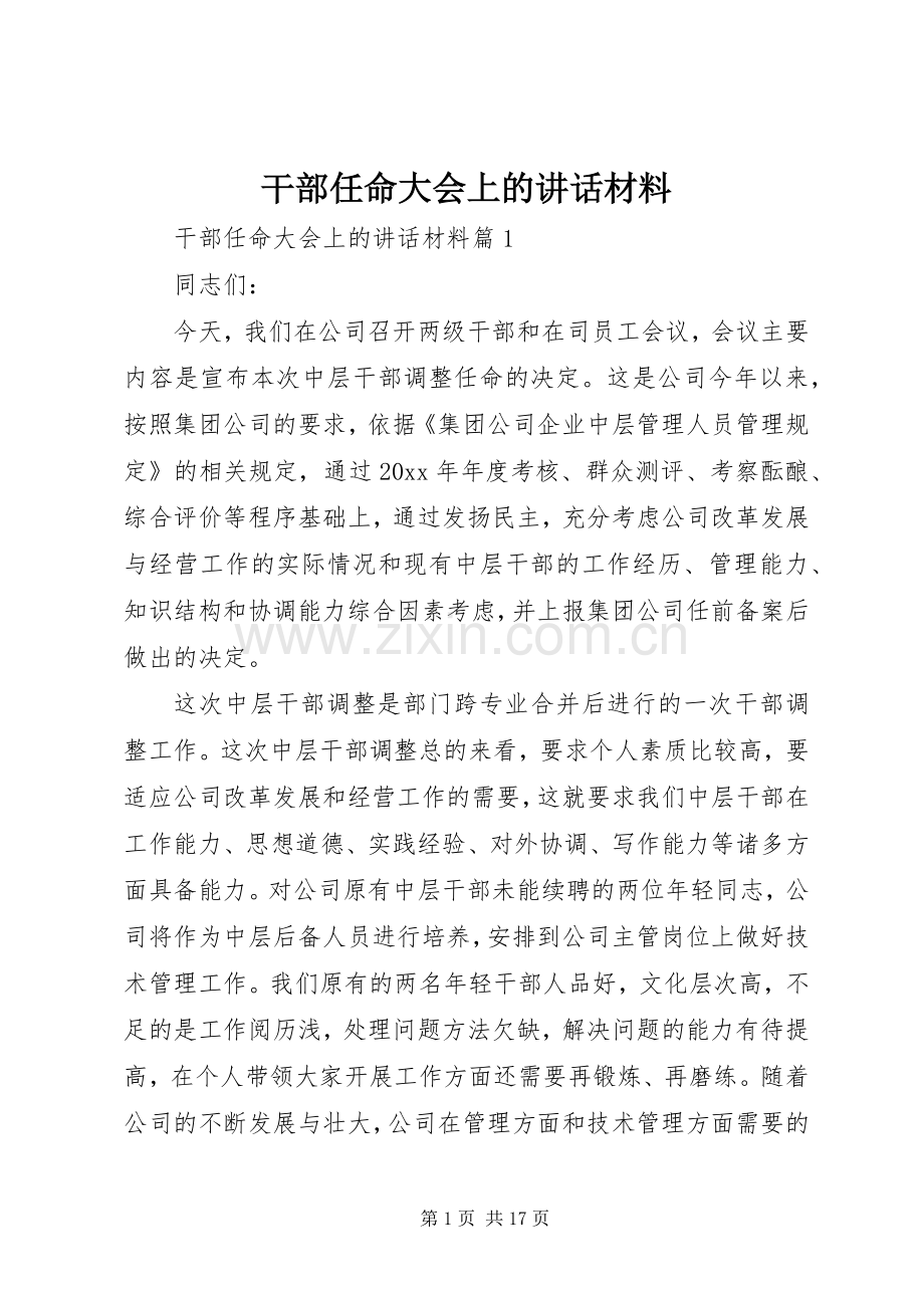 干部任命大会上的讲话.docx_第1页