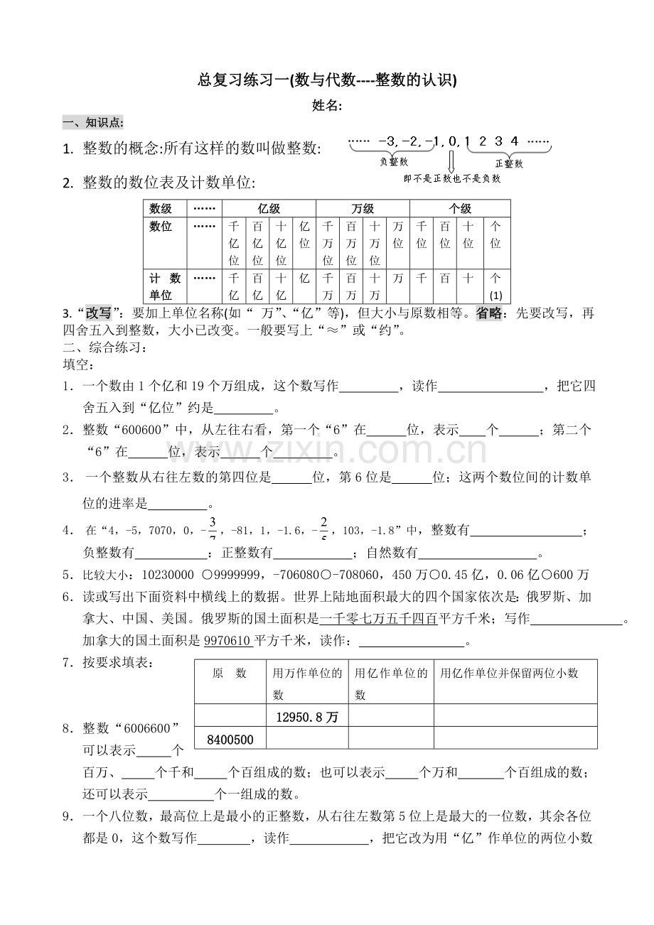 总复习专项练习(数与代数1).doc_第1页