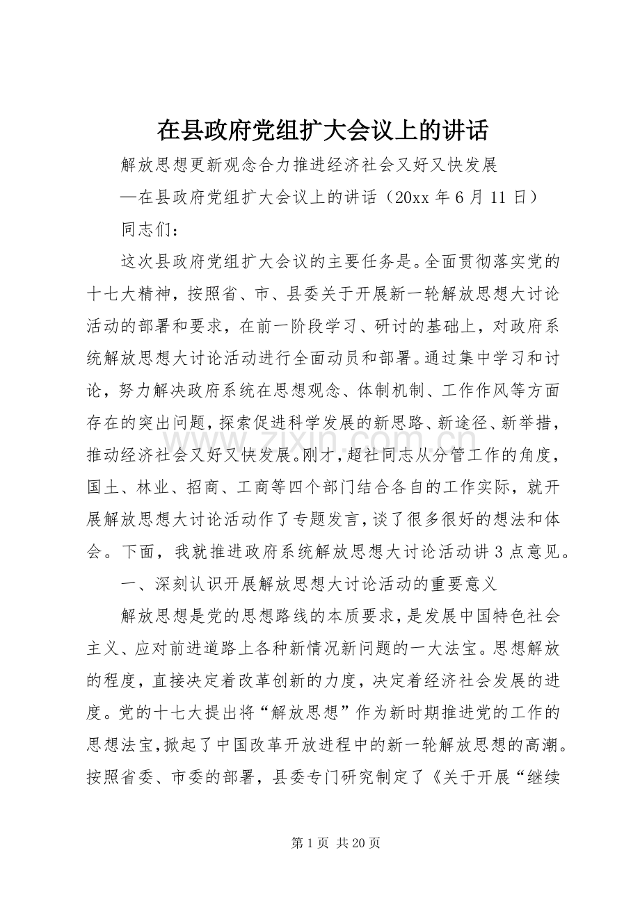 在县政府党组扩大会议上的讲话发言.docx_第1页