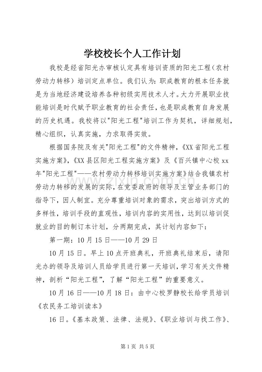 学校校长个人工作计划.docx_第1页