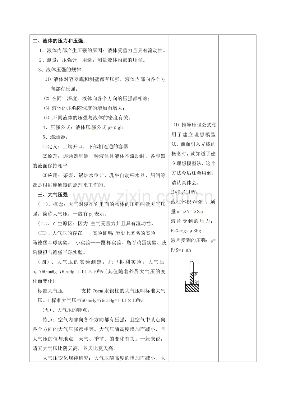 中考物理考点复习12 压强教案1-人教版初中九年级全册物理教案.doc_第3页