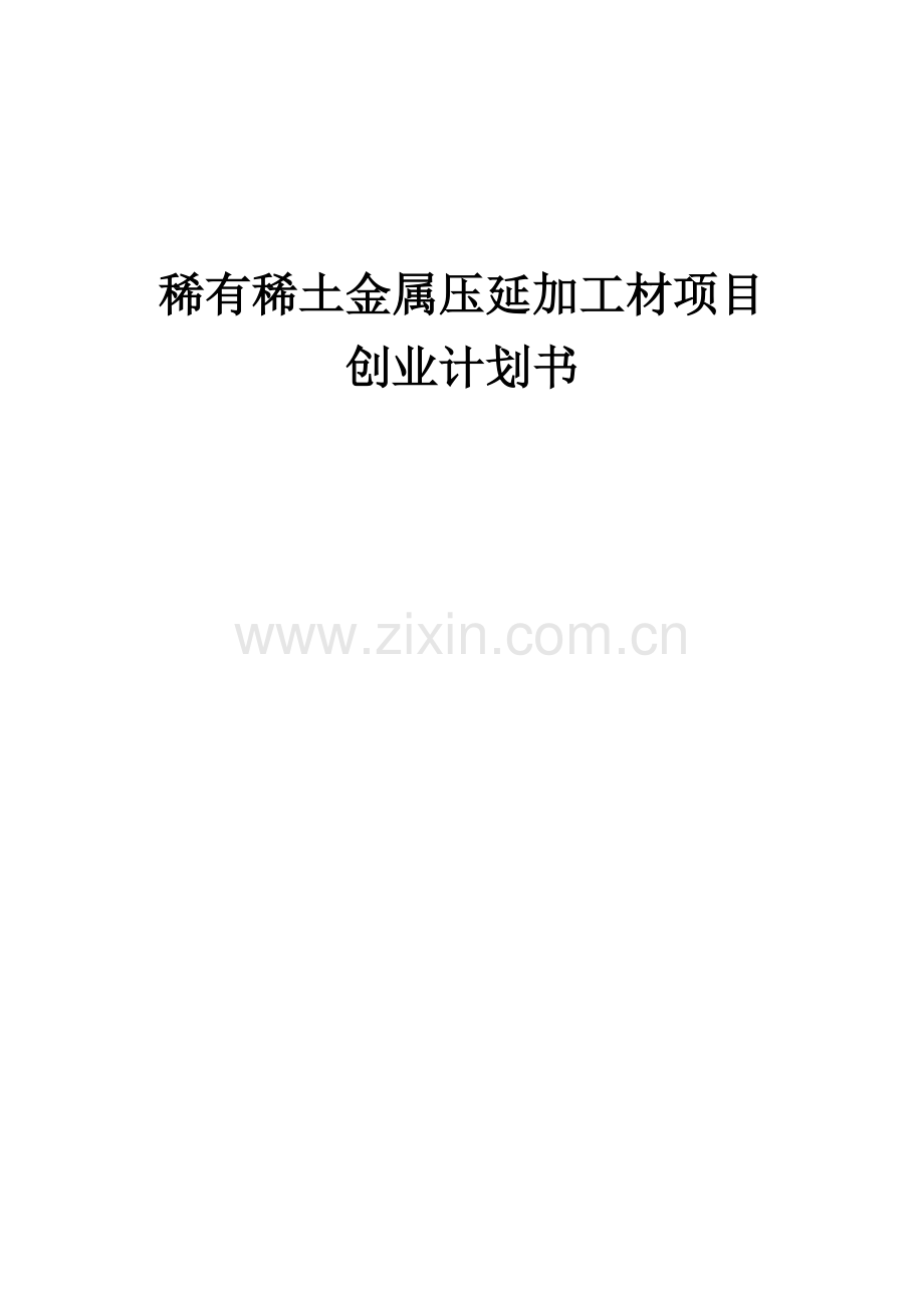 稀有稀土金属压延加工材项目创业计划书.docx_第1页