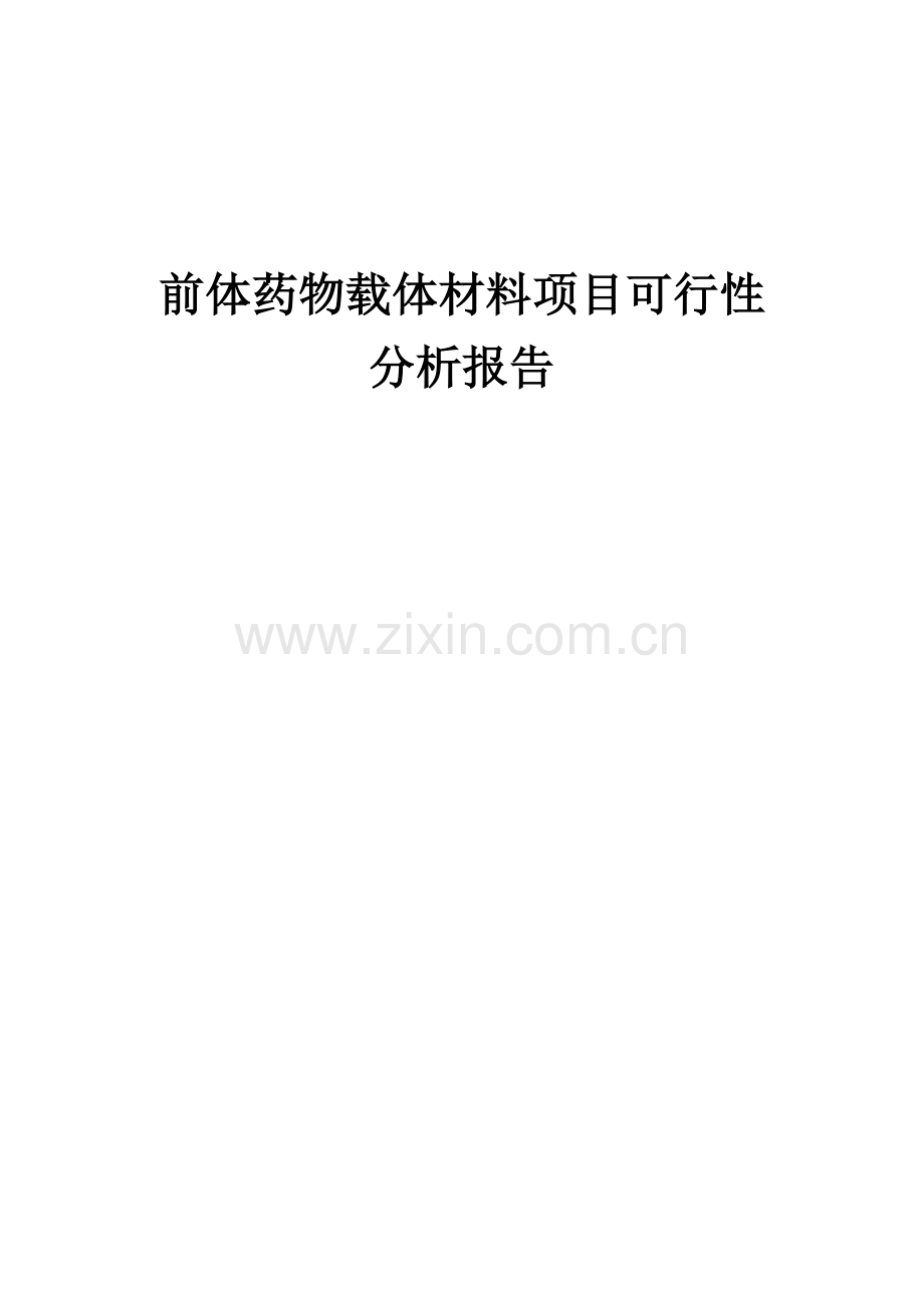 前体药物载体材料项目可行性分析报告.docx_第1页