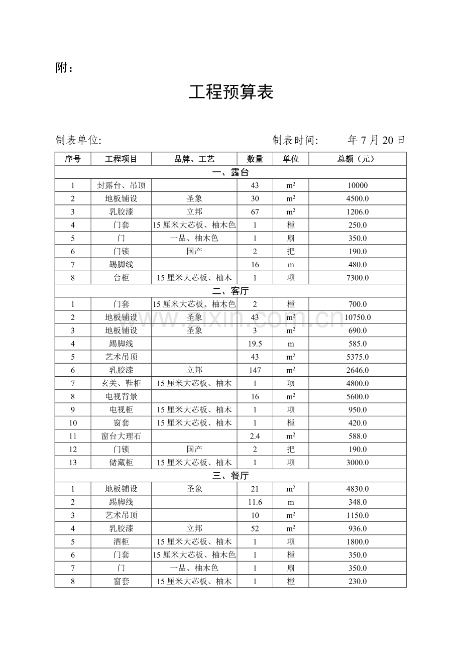 房屋装修合同及预算清单(7页).doc_第3页