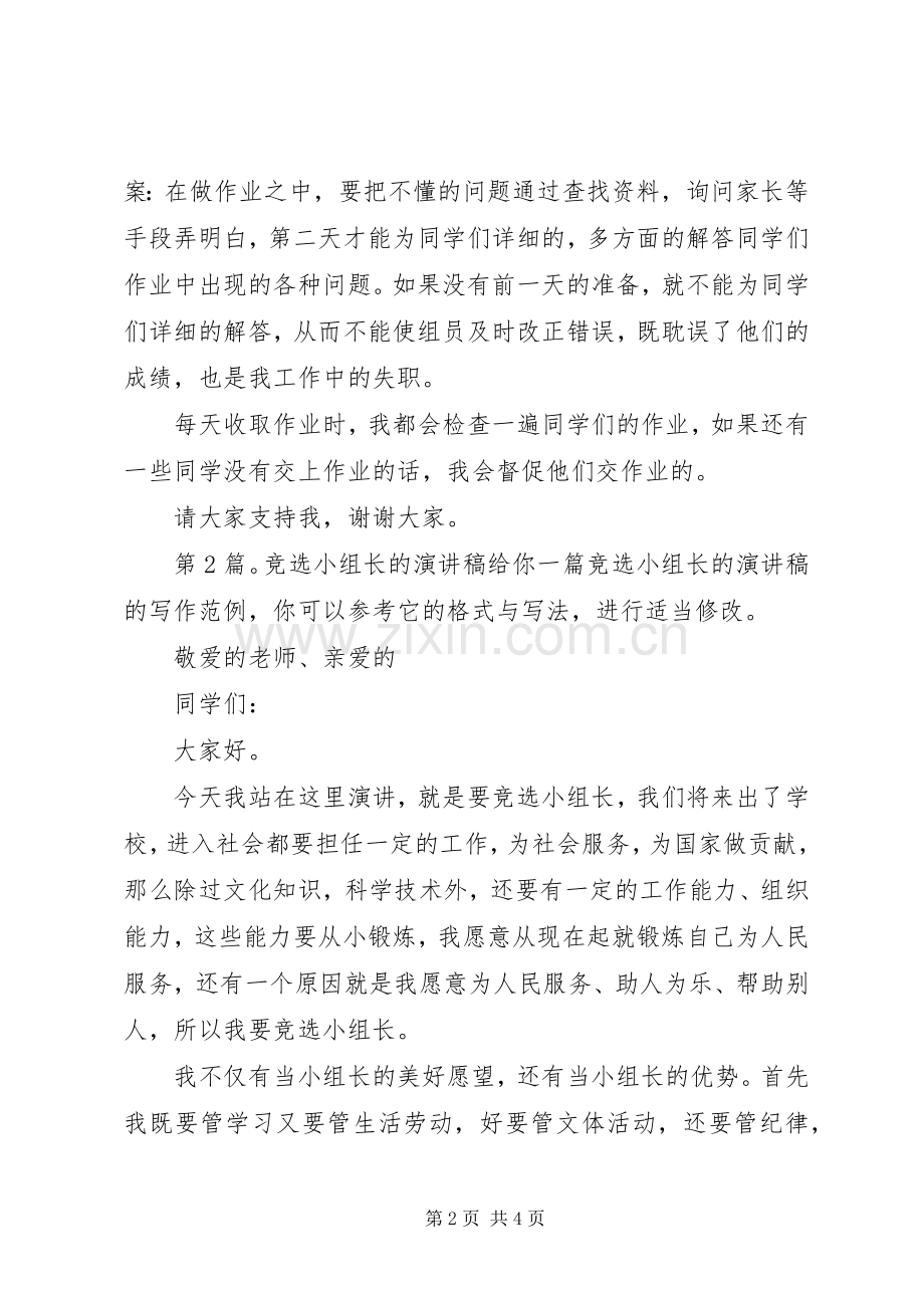 竞选小组长的致辞演讲稿（共5篇）.docx_第2页