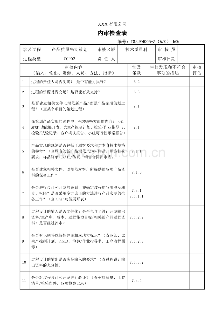 TS16949过程内审检查表( 48页).docx_第2页