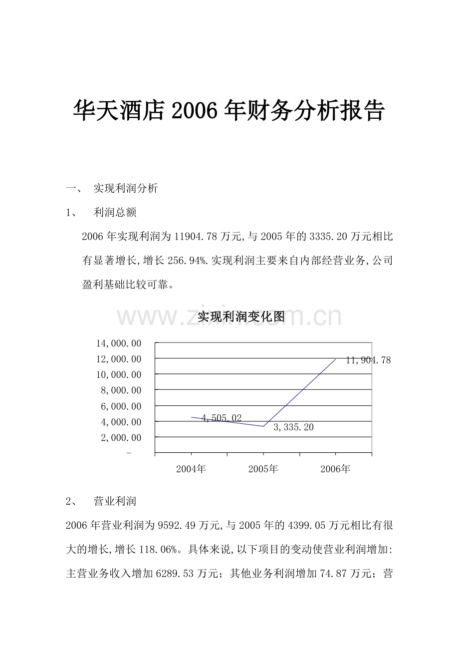 某酒店财务报告及财务管理知识分析.docx_第1页