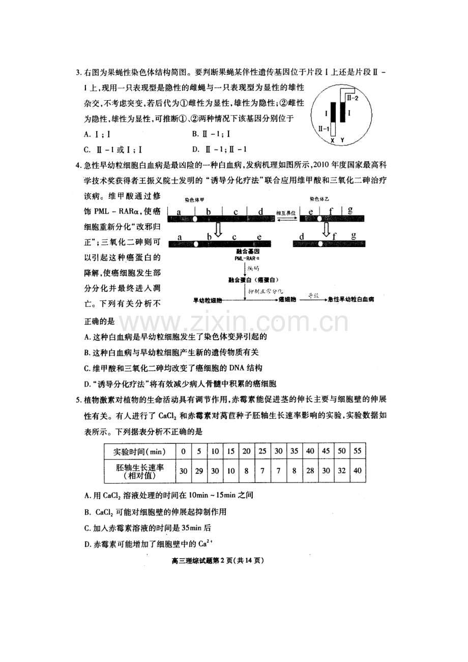 安徽省合肥市XXXX届高三第二次教学质量检测高清扫描版(理综)(有答案.docx_第2页