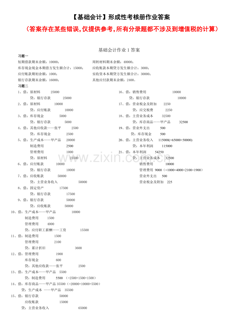 财务会计与考核管理知识分析作业答案.docx_第1页