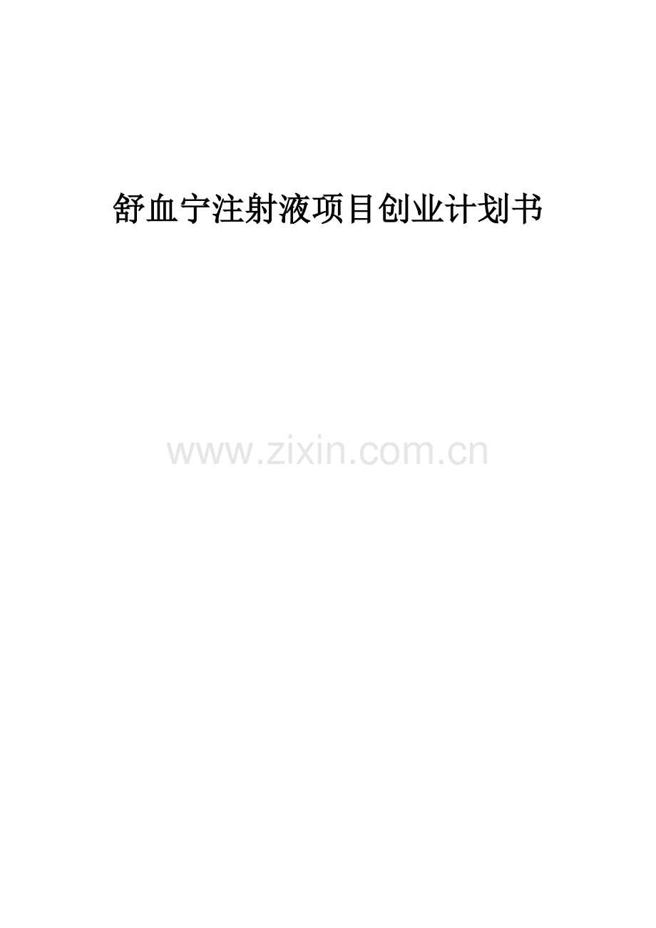 舒血宁注射液项目创业计划书.docx_第1页