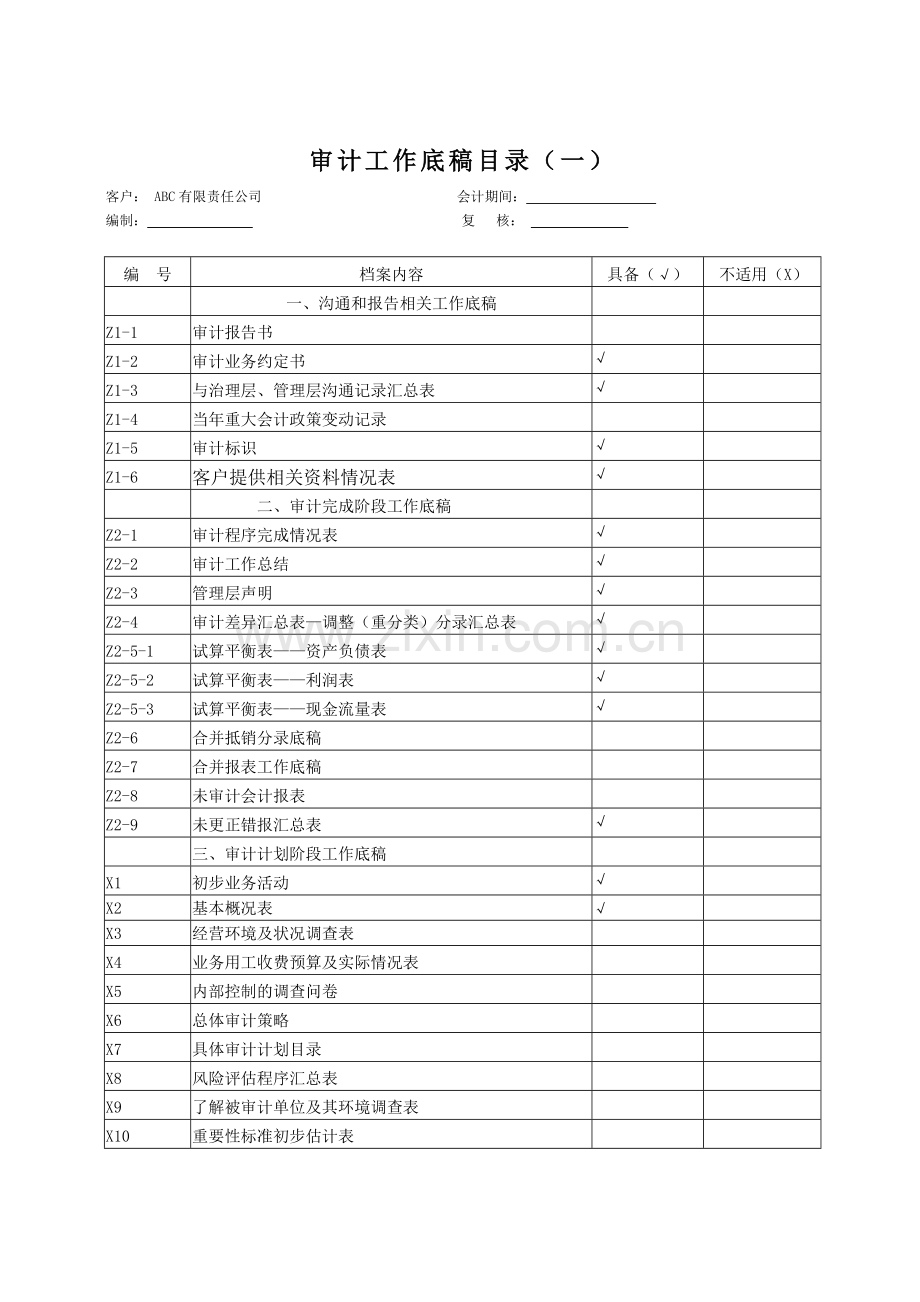 审计工作底稿(会计师事务所).docx_第2页