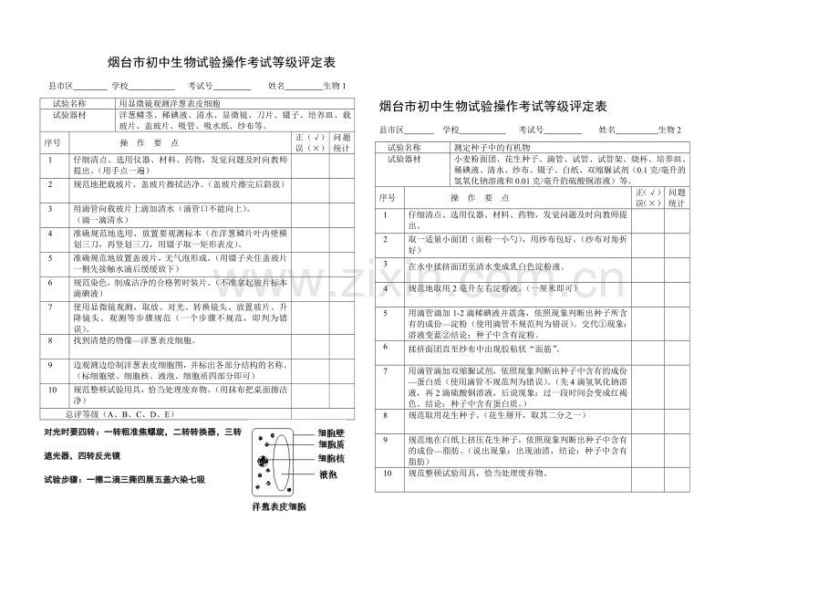 2024年烟台市生物实验技能考试题全十二套.doc_第1页