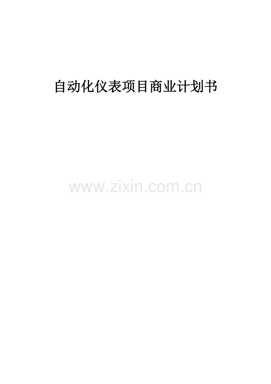 自动化仪表项目商业计划书.docx_第1页