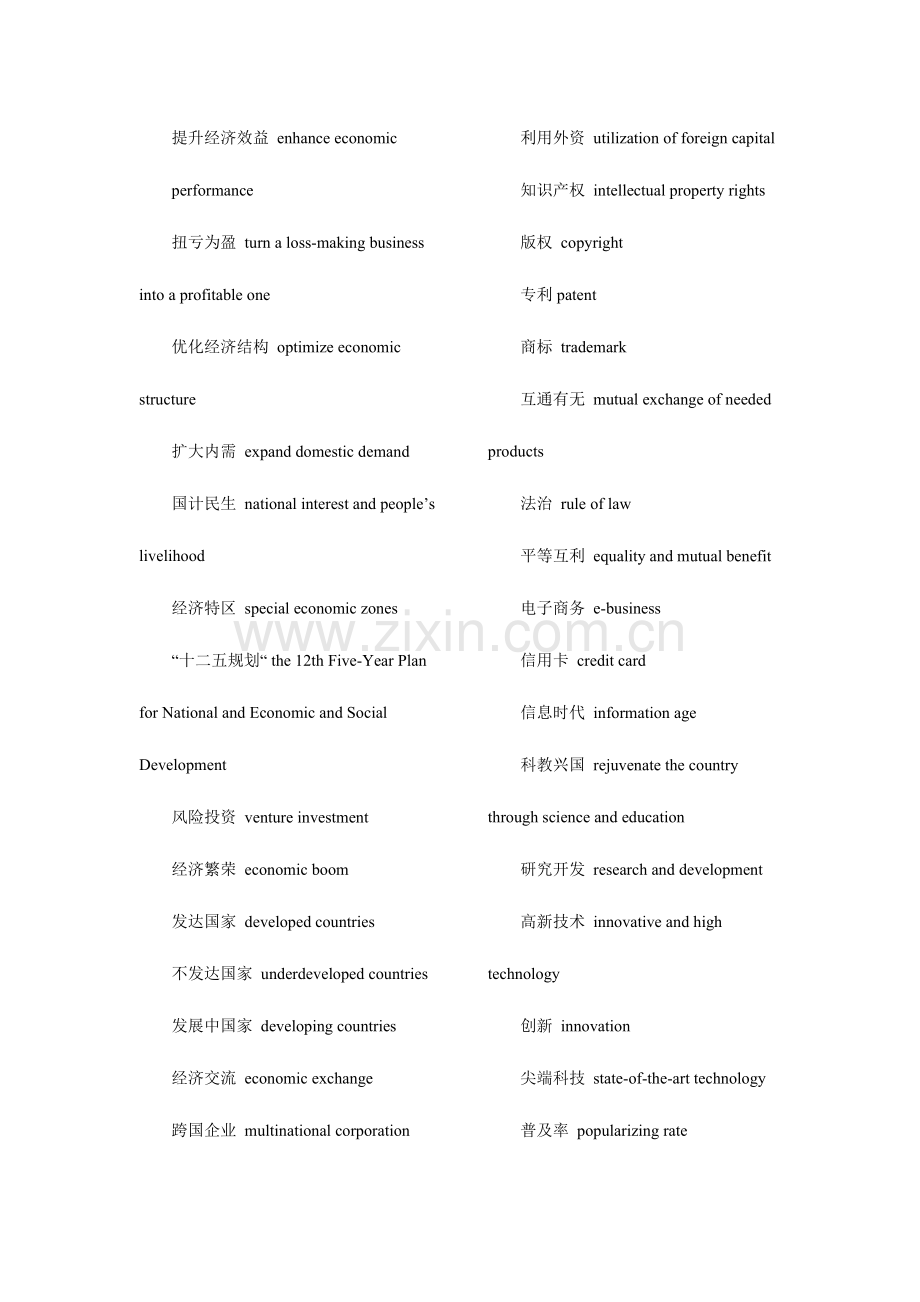 2024年大学英语六级翻译高频词汇.doc_第3页