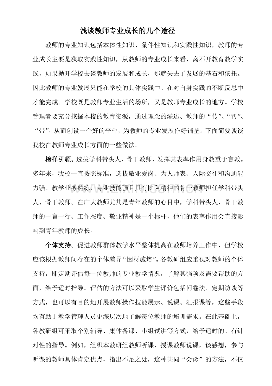 浅谈教师专业成长的几个途径.docx_第1页