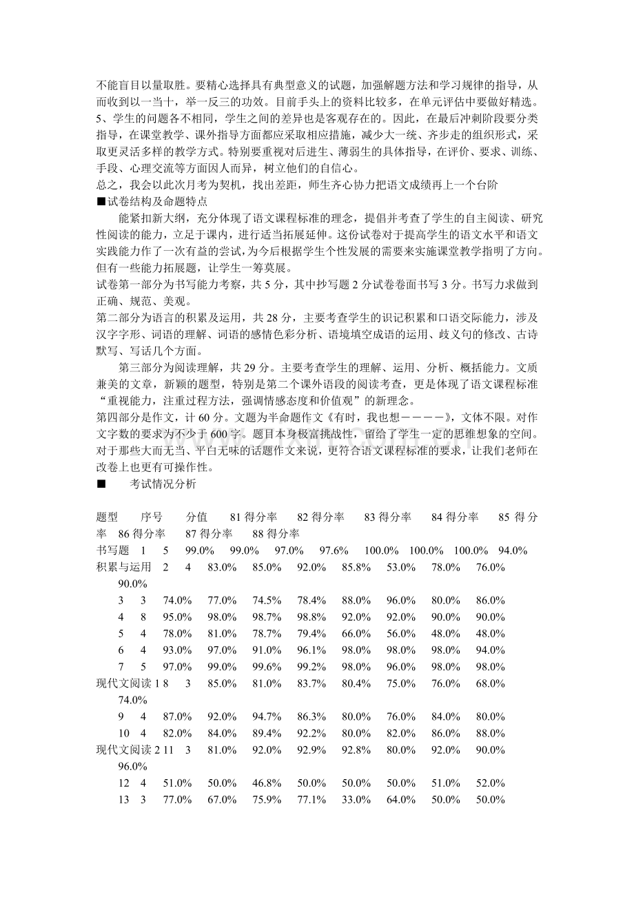 八年级语文月考试卷分析.doc_第2页