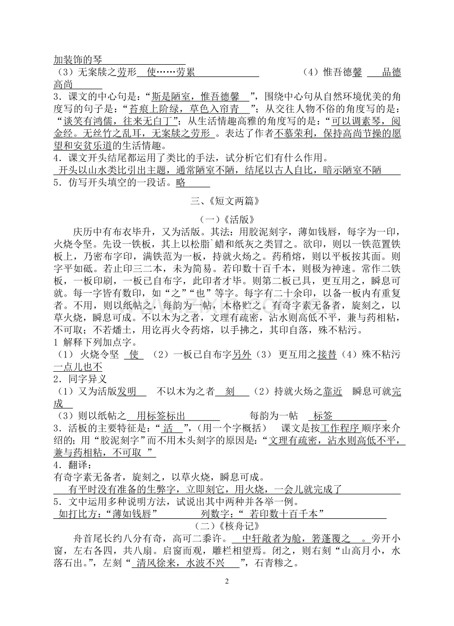 苏教版八年级下册语文期末文言文、古诗词复习资料.doc_第2页