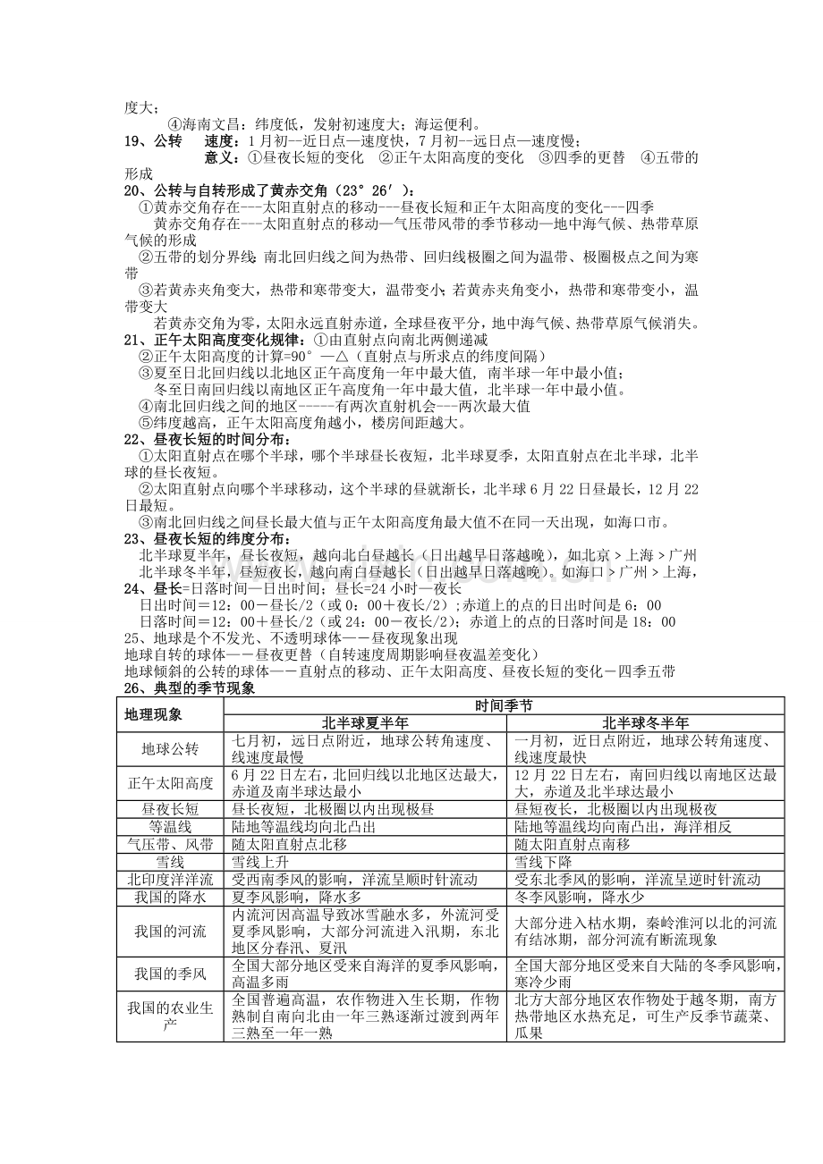 高中地理必修一知识点总结.doc_第2页