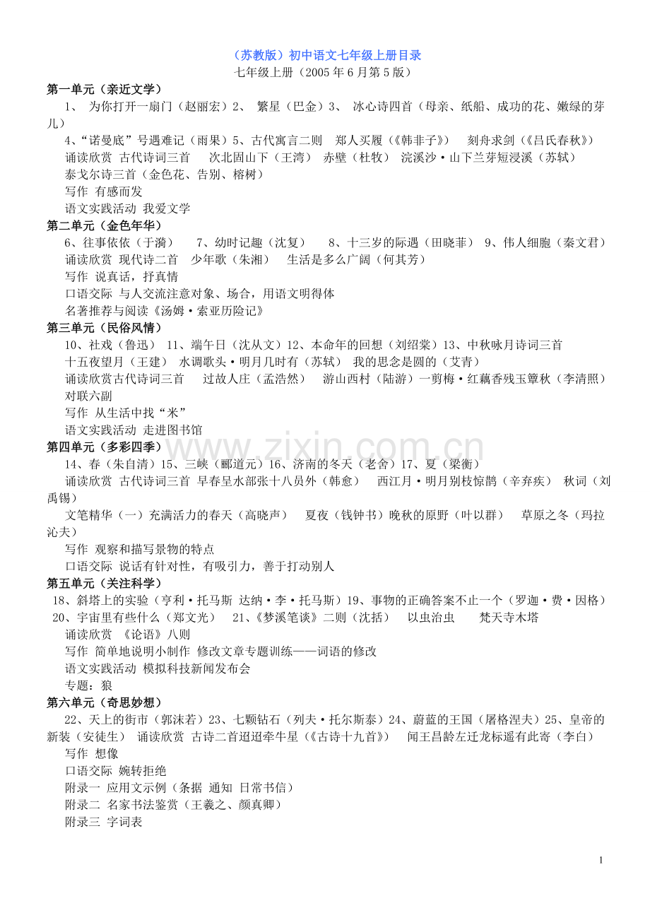 苏教版人教版初中语文课本目录.doc_第1页