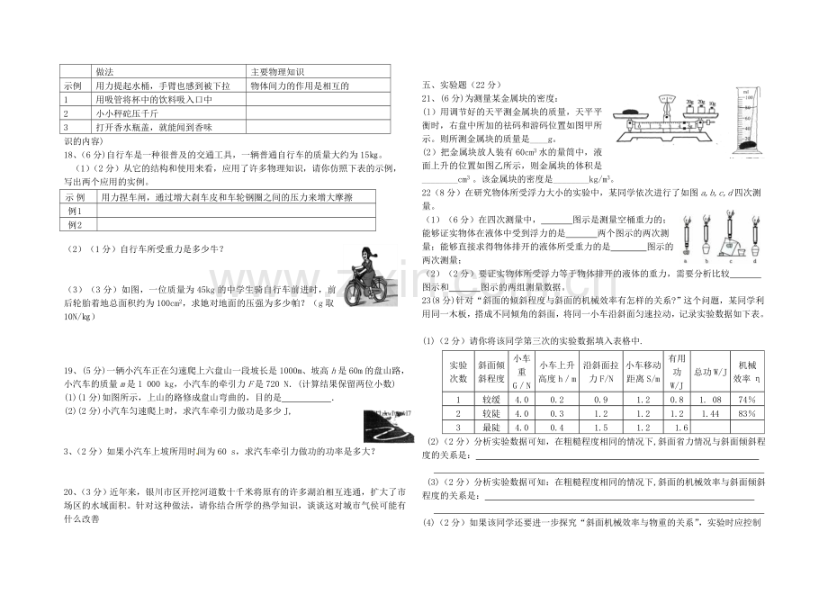 贺兰三中九年级第二学期第一次月考物理试卷.doc_第2页