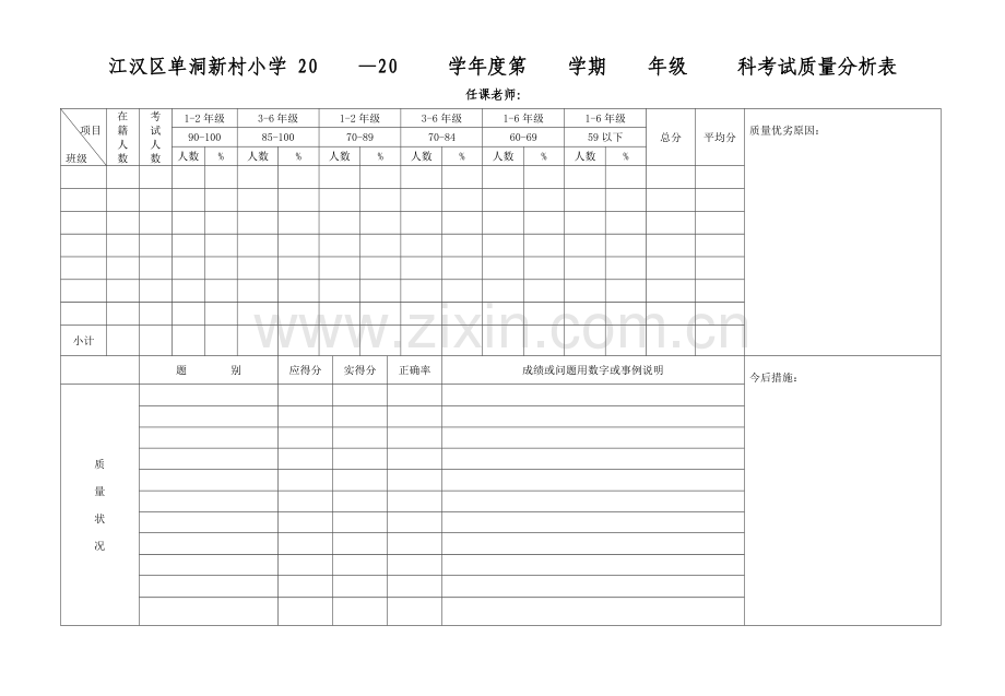 江汉区考试质量分析表.doc_第1页