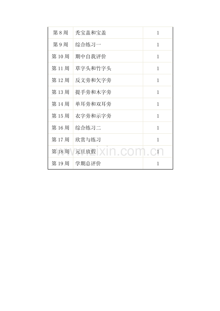 二年级上册写字教学计划.doc_第3页