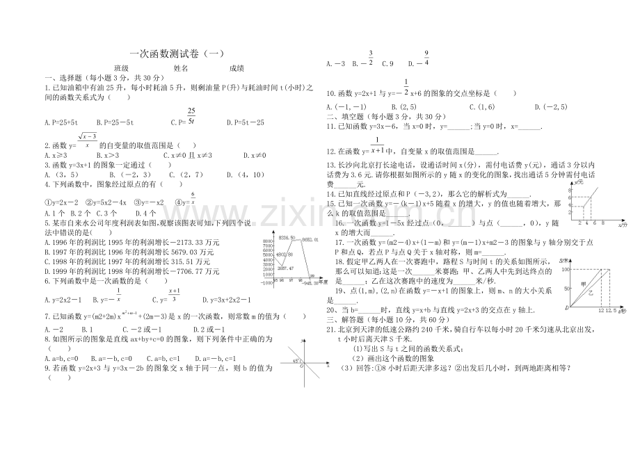 一次函数测试卷(一).doc_第1页