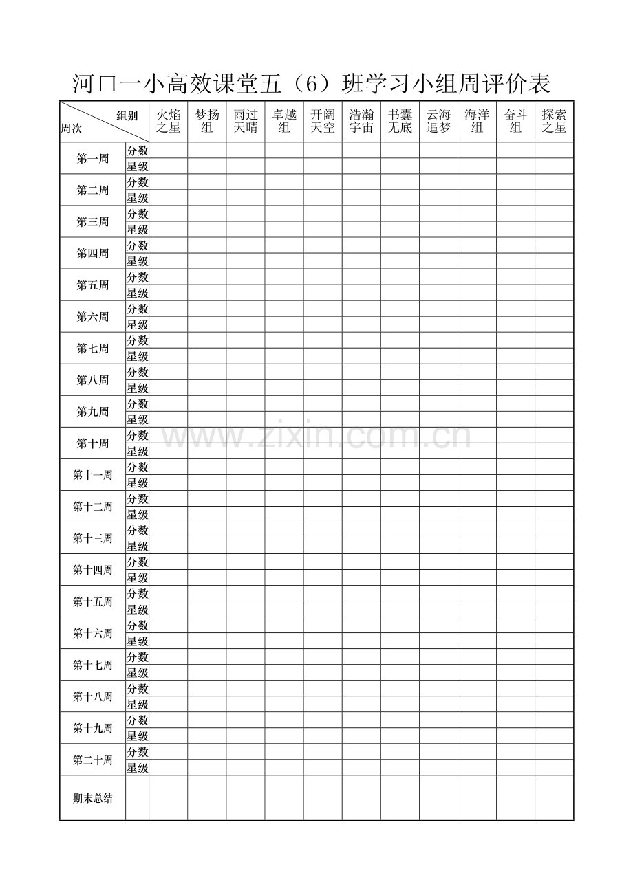 表四学习小组周评价表.doc_第1页