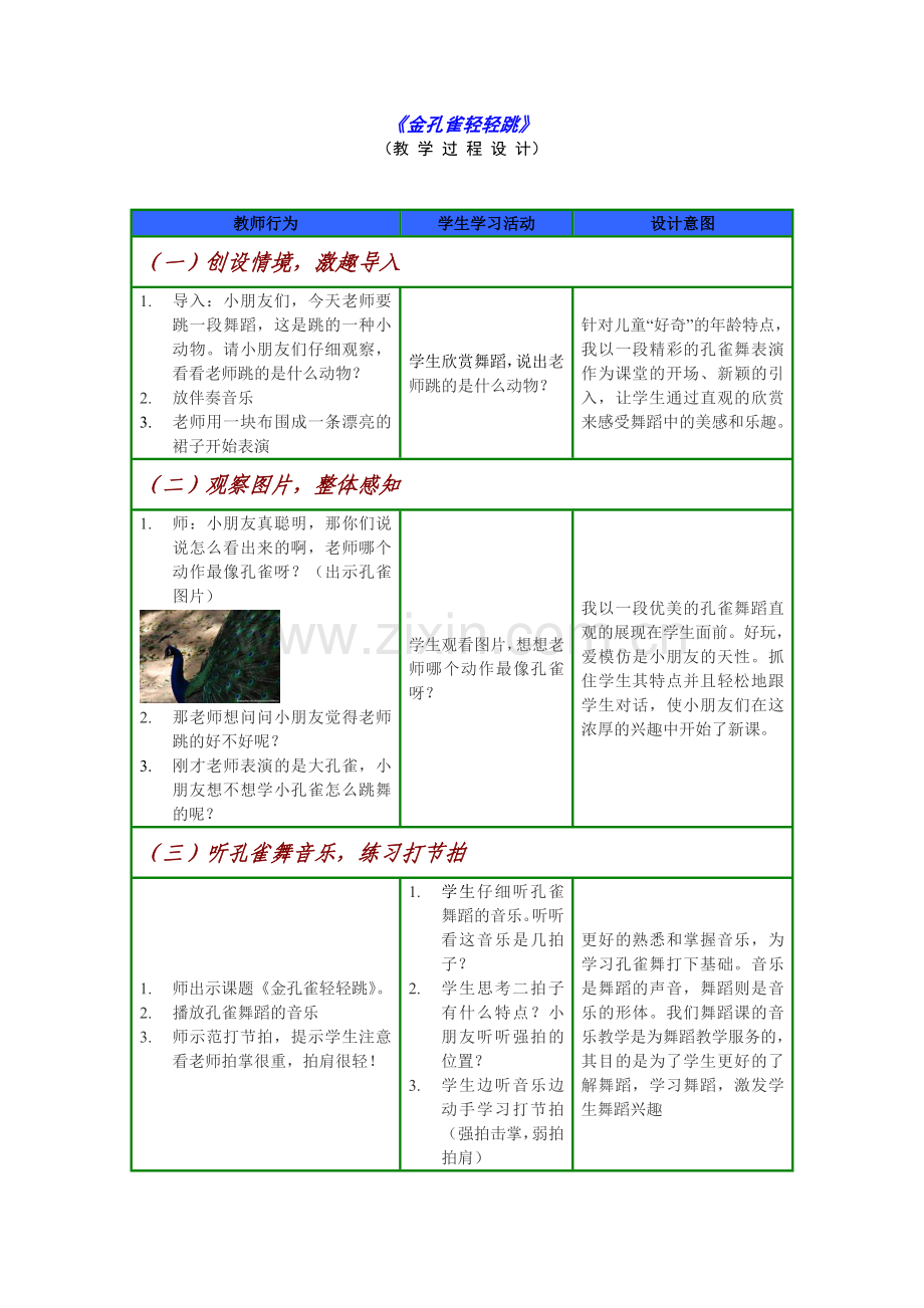 《金孔雀轻轻跳》教学方案.doc_第1页