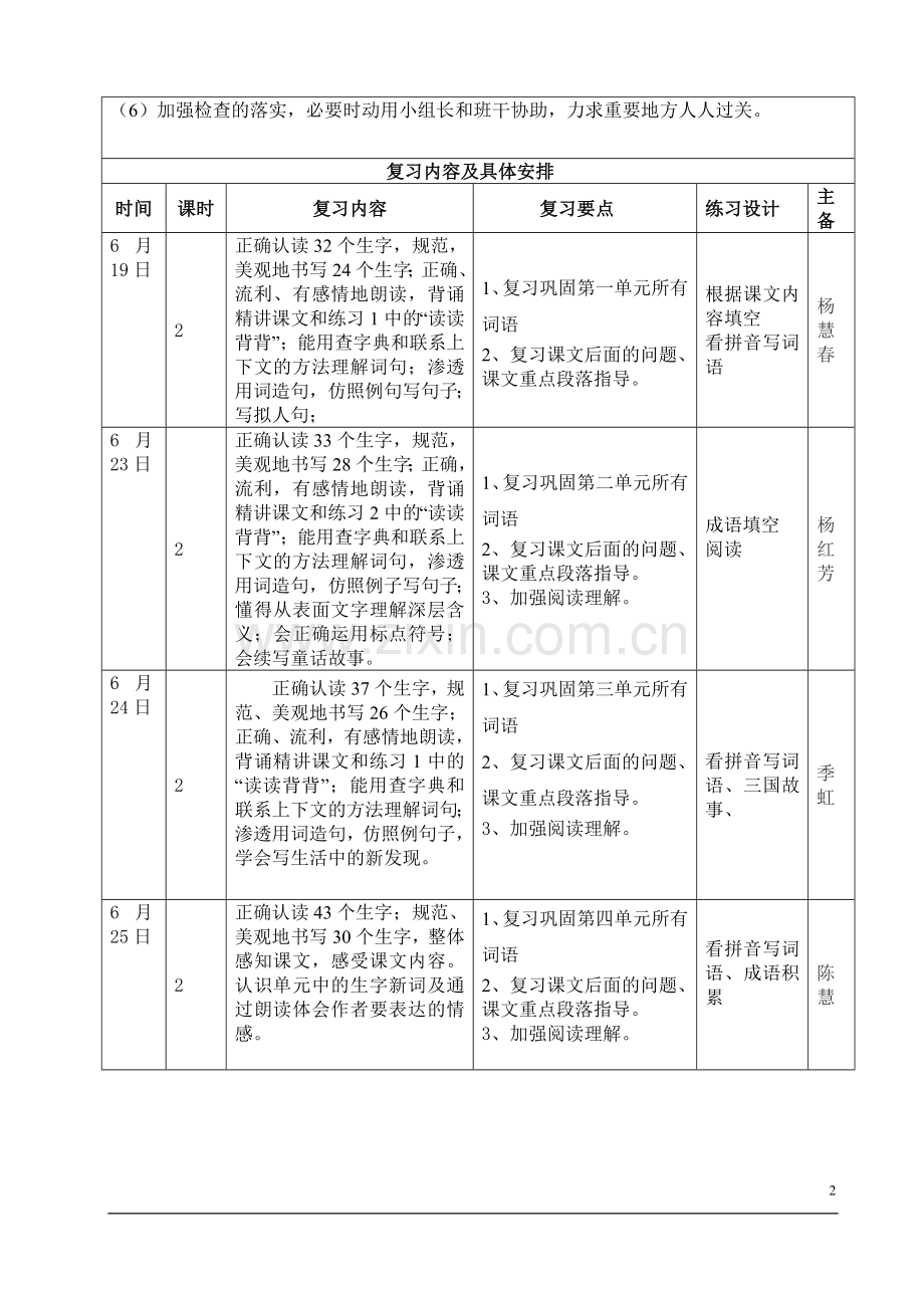 四年级（下）语文复习计划.doc_第2页