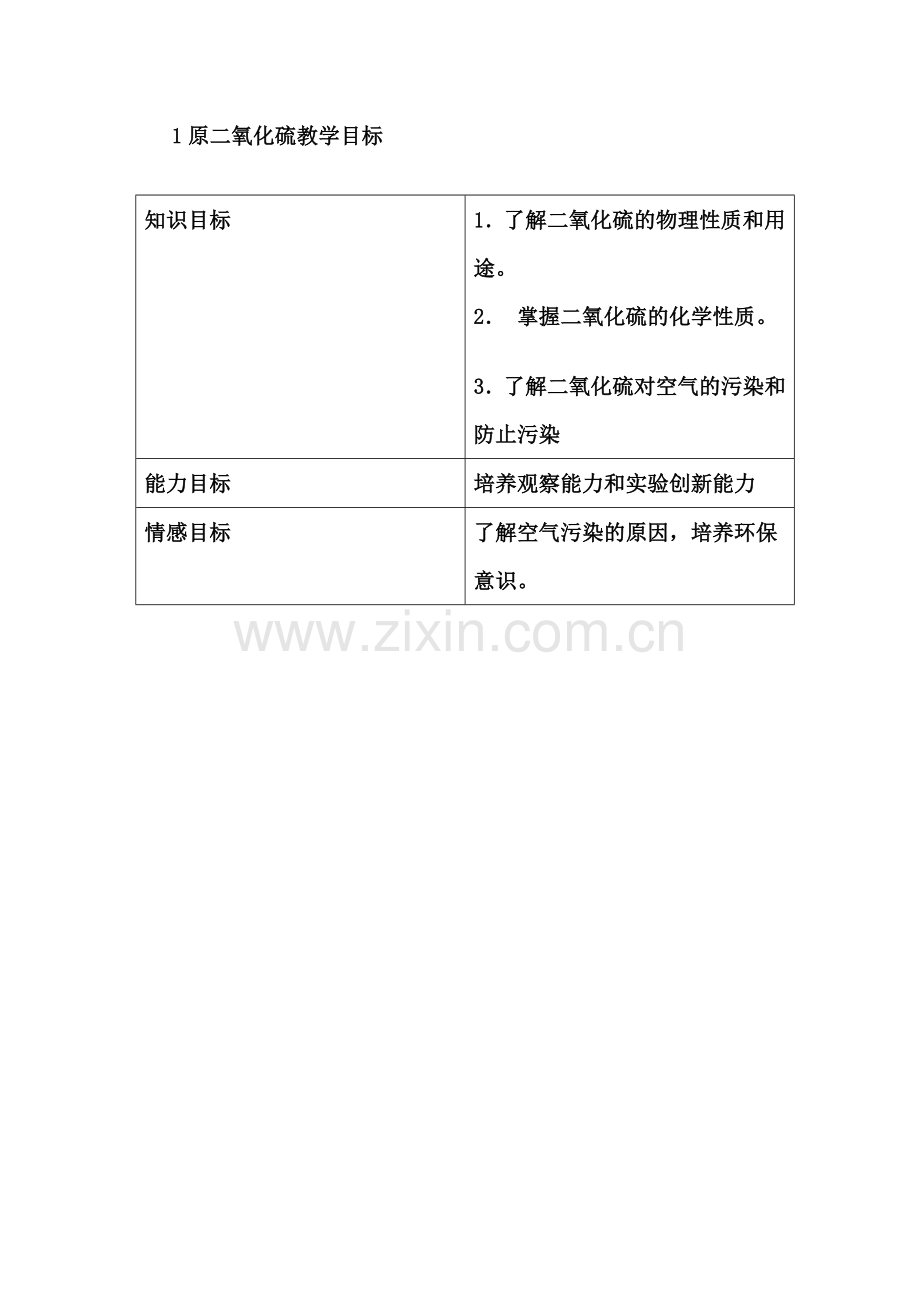 二氧化硫旧新教学目标对比.doc_第1页