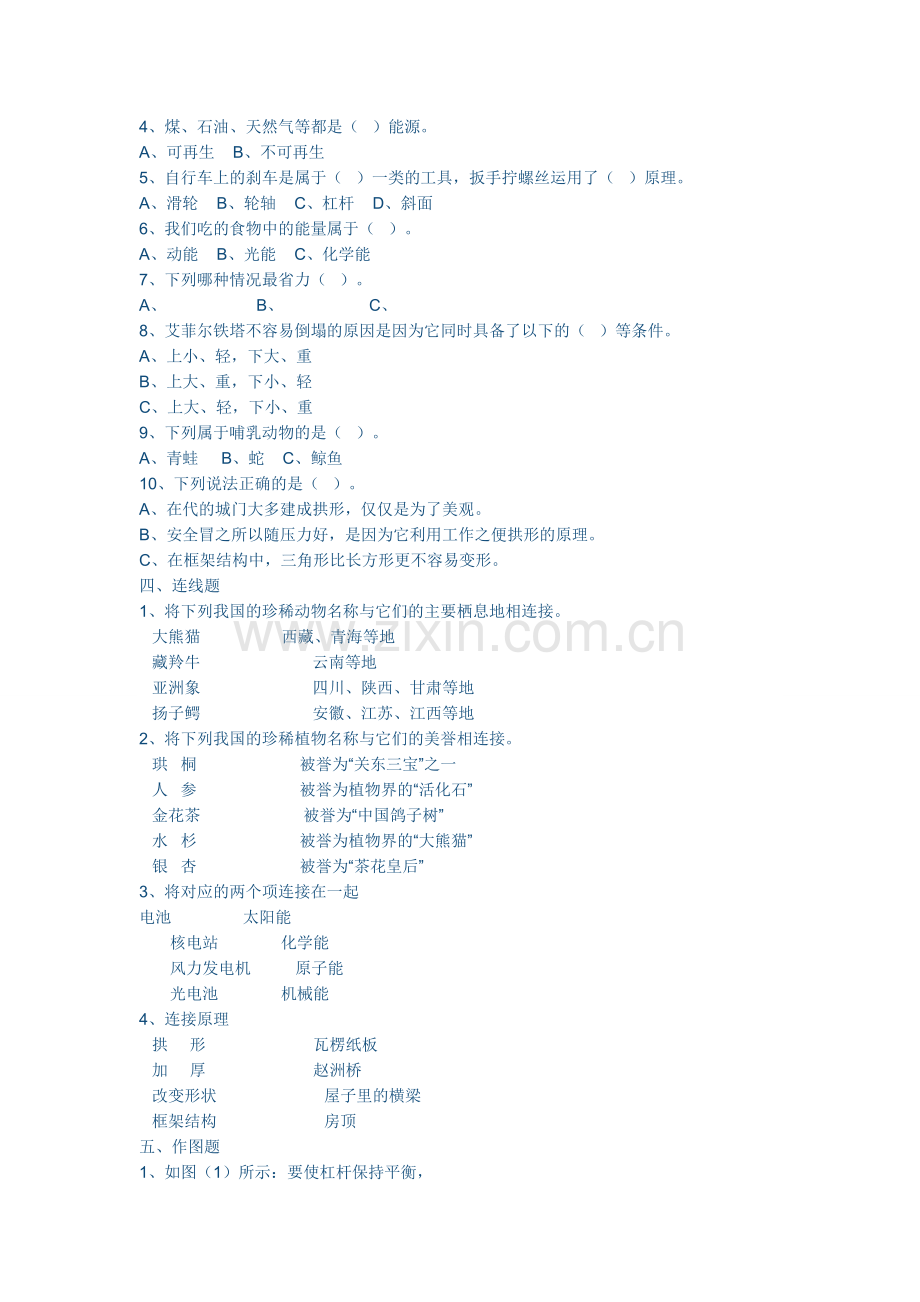 教科版六年级上册科学期末试题.doc_第2页