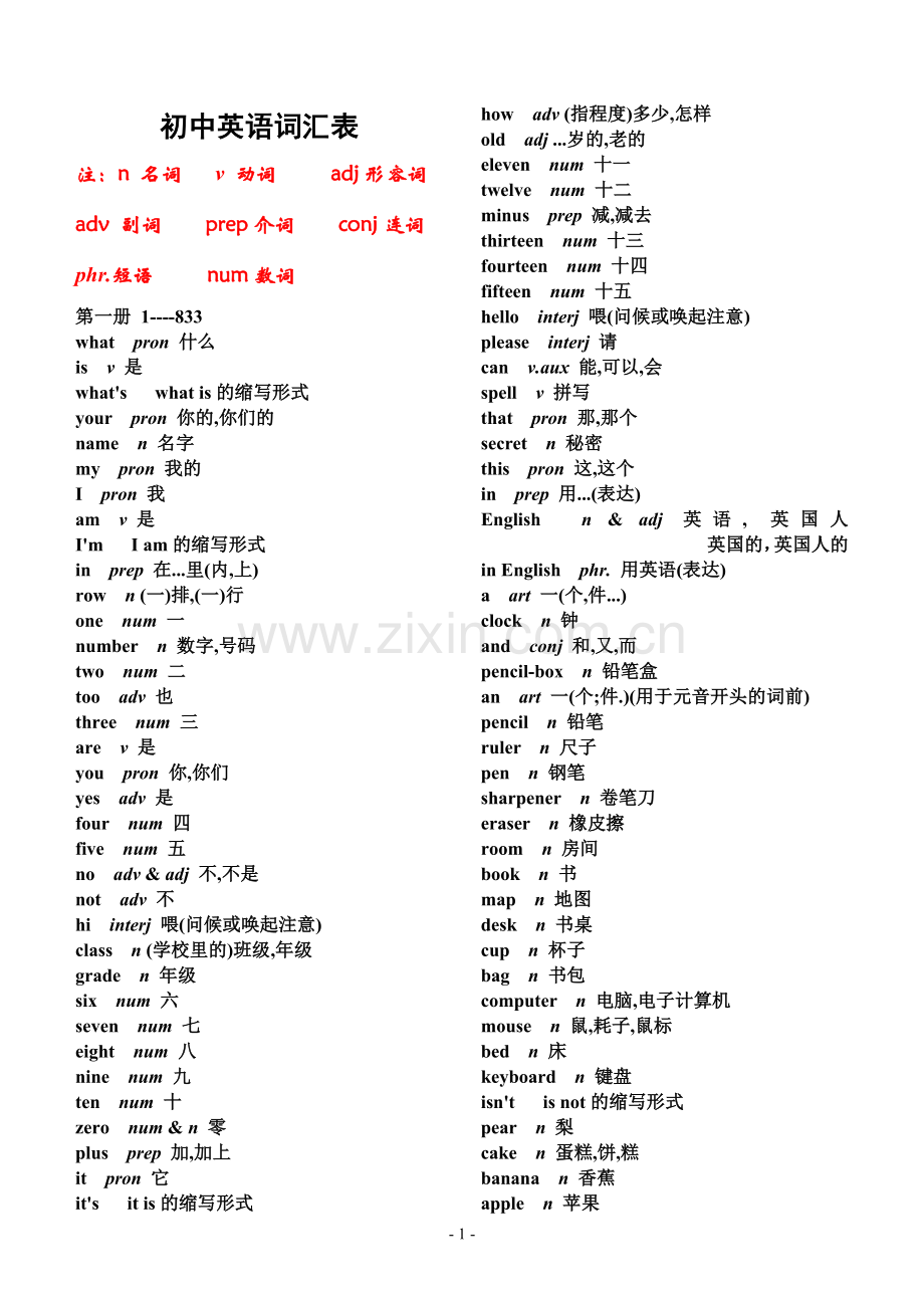 初中英语单词表汇总_单词大全(不含音标).doc_第1页