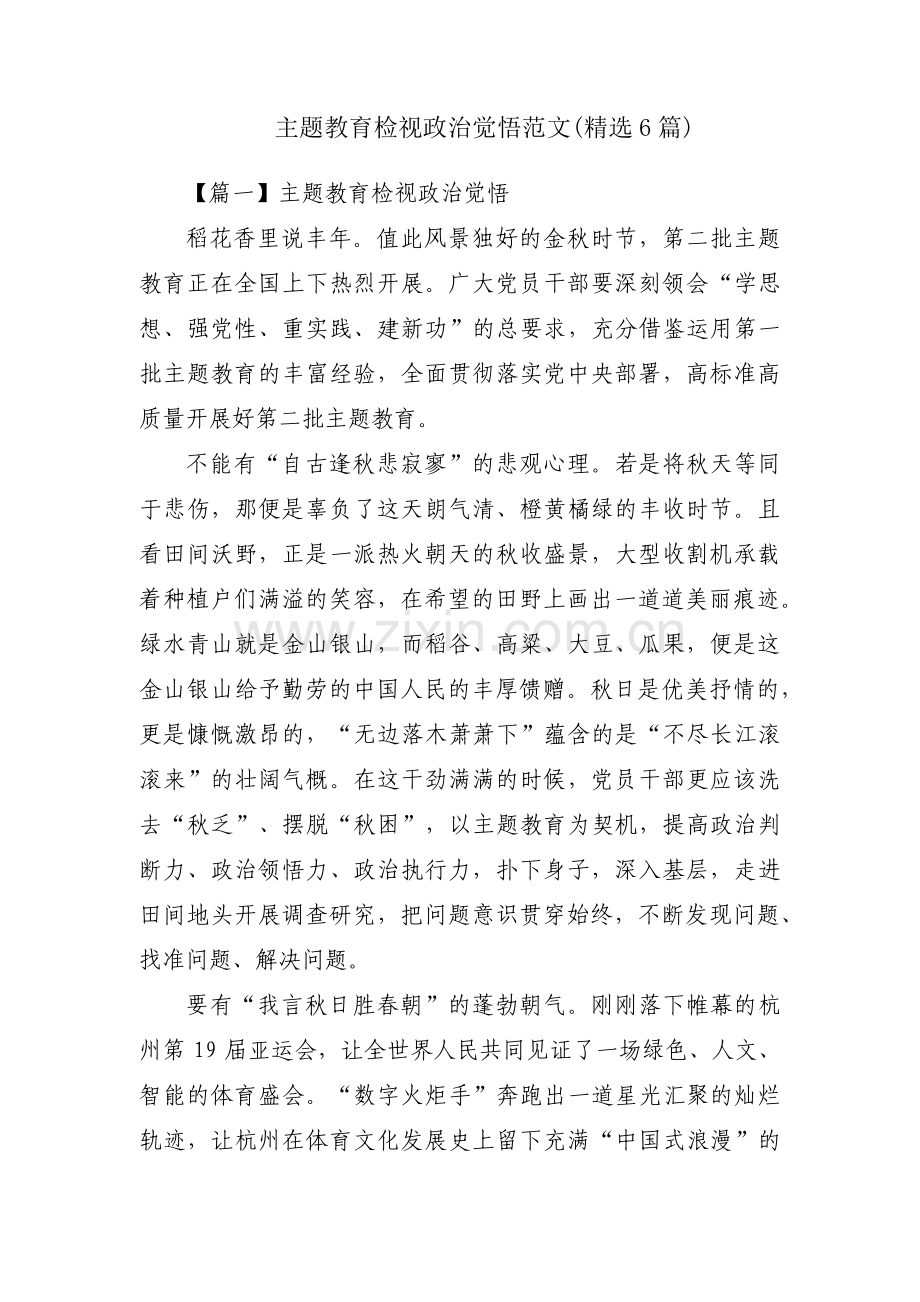 主题教育检视政治觉悟范文(6篇).pdf_第1页