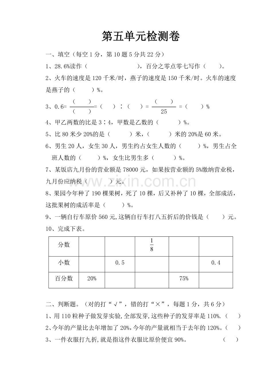 人教版小学六年级上册数学第五单元测试题.doc_第1页