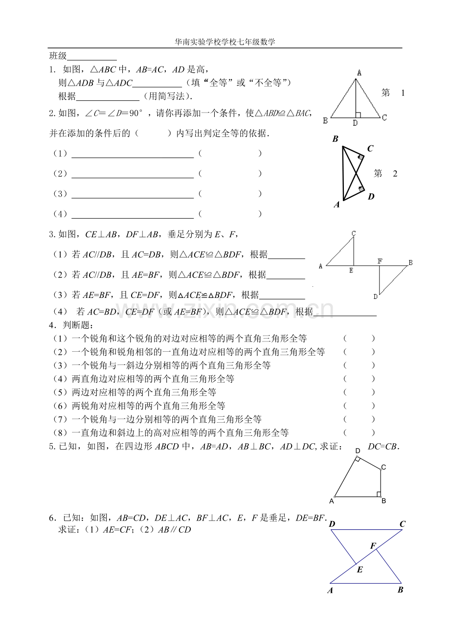 探索三角形全等的条件（HL）.doc_第3页