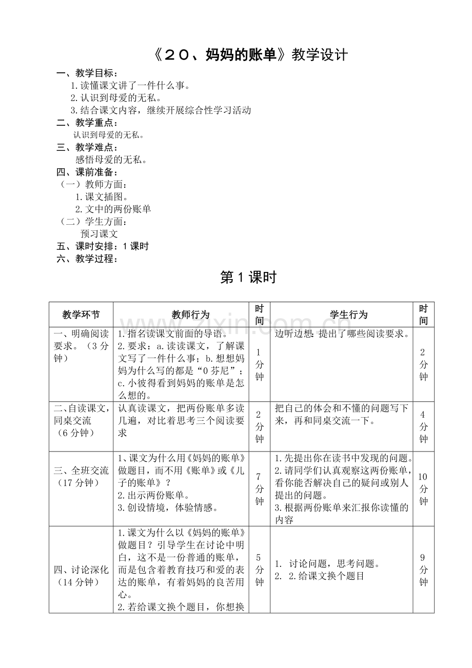 《２０、妈妈的账单》.doc_第1页