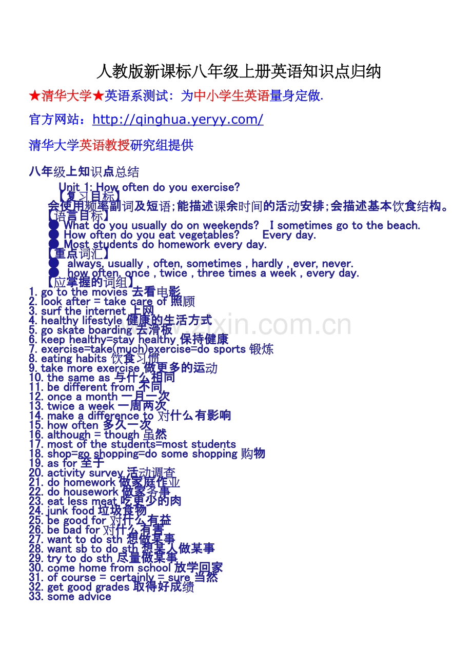 人教版新课标八年级上册英语知识点归纳.doc_第1页