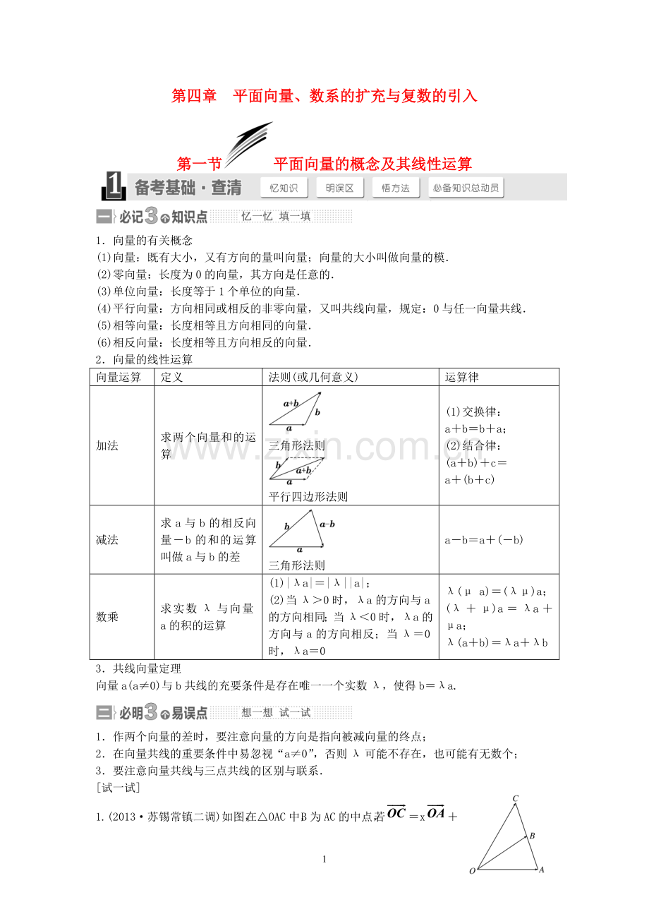 平面向量复习教师用.doc_第1页