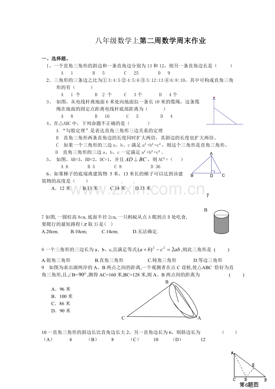 康乐学校八年级上第二周周末作业.doc_第1页