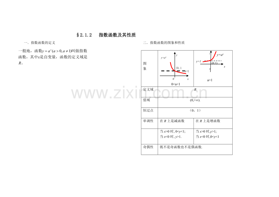 指数函数及其性质板书.doc_第1页