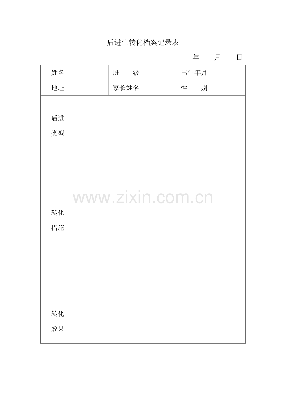 后进生转化档案记录表.doc_第1页