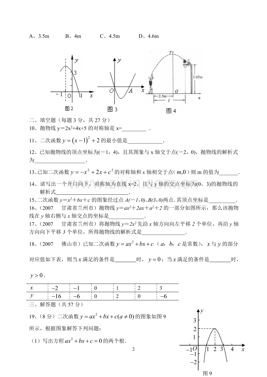 二次函数总复习综合试题.doc_第2页