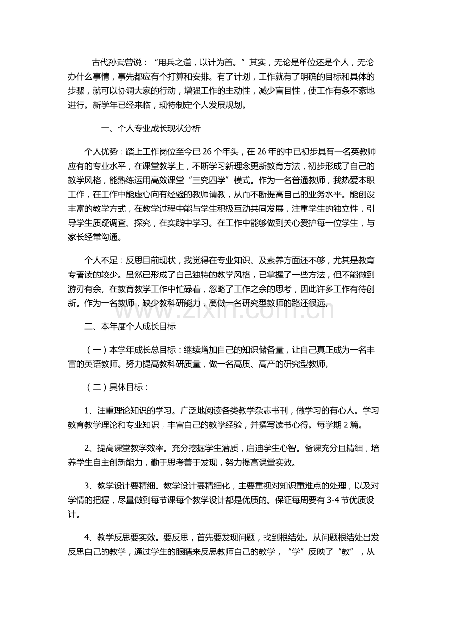 个人年度专业成长计划.doc_第1页