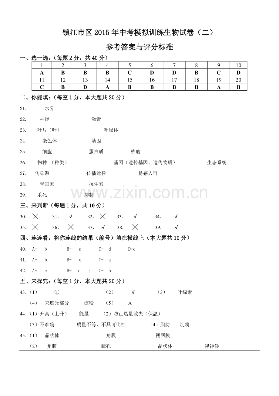 生物模拟考试答案.doc_第1页