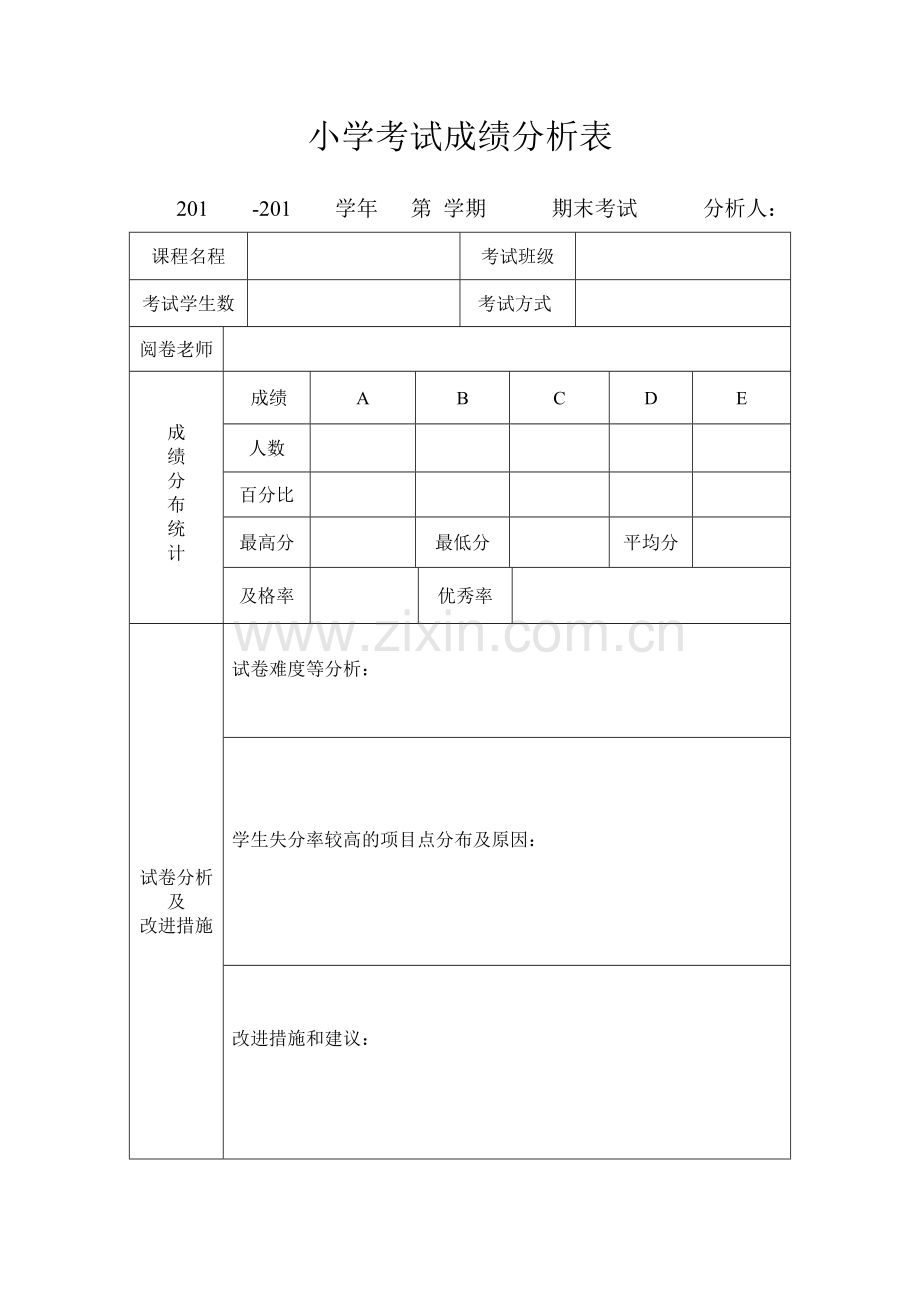 小学成绩分析表.doc_第1页