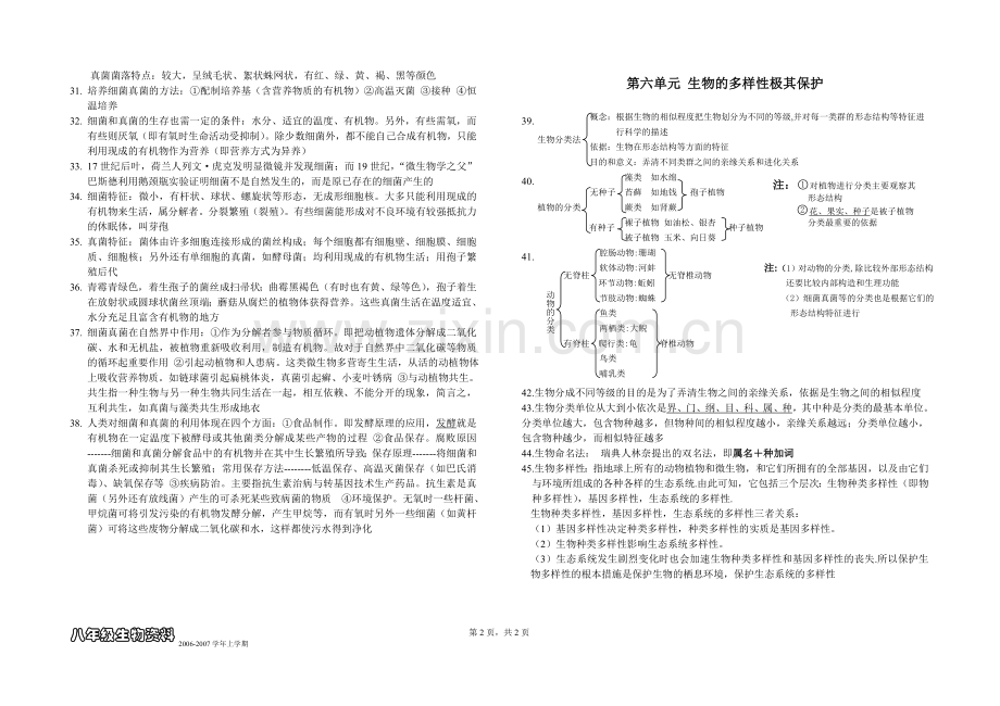 八年级上册生物总复习(知识点汇总).doc_第2页